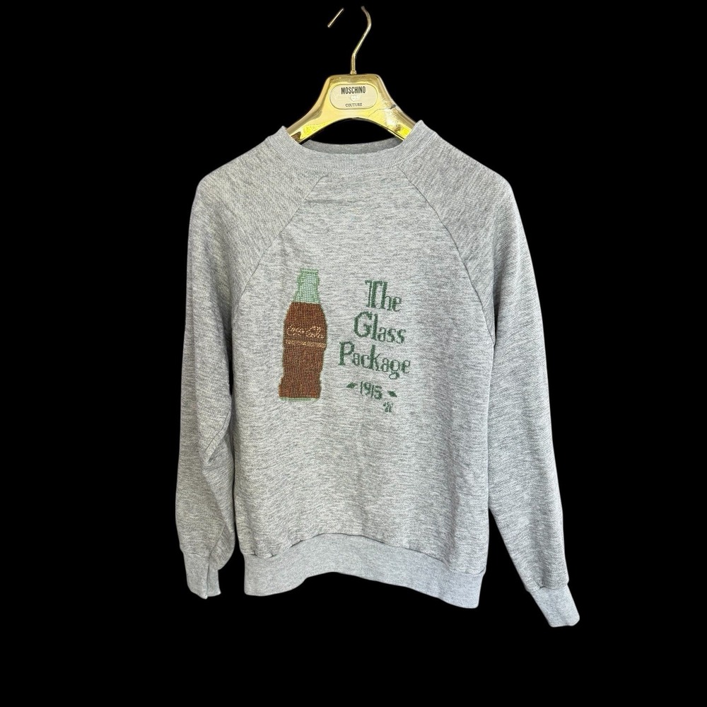 Vintage 60s Coca-Cola Coke Bottle Crochet‎ Crewneck Sweatshirt Sm/ Med